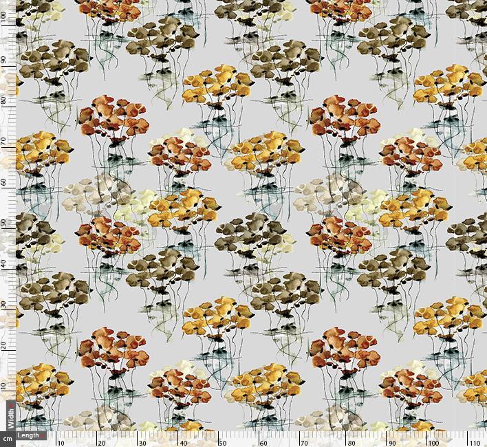 Water Coloured Flower Bunch Digital Printed Fabric - Image 3