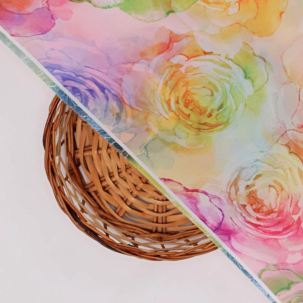 Watercolor Floral Crepe Fabric - Image 3