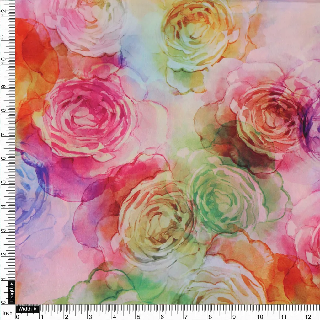 Watercolor Floral Crepe Fabric - Image 4