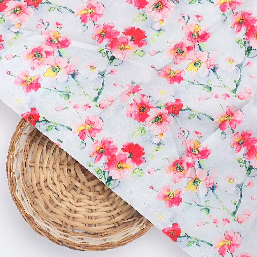 Watercolour Buttercup Flower Digital Printed Fabric - Japan Satin - Image 3