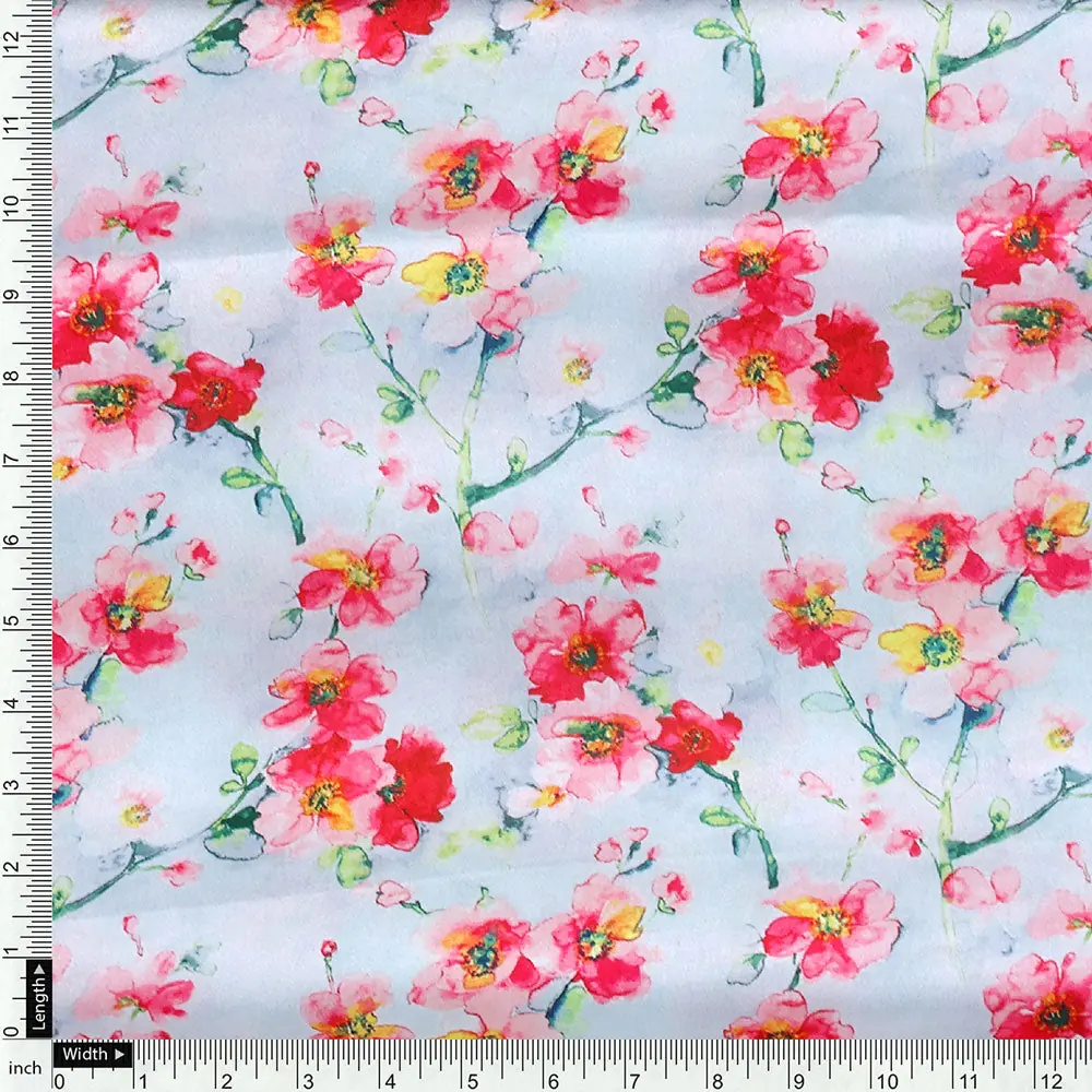 Watercolour Buttercup Flower Digital Printed Fabric - Japan Satin - Image 4