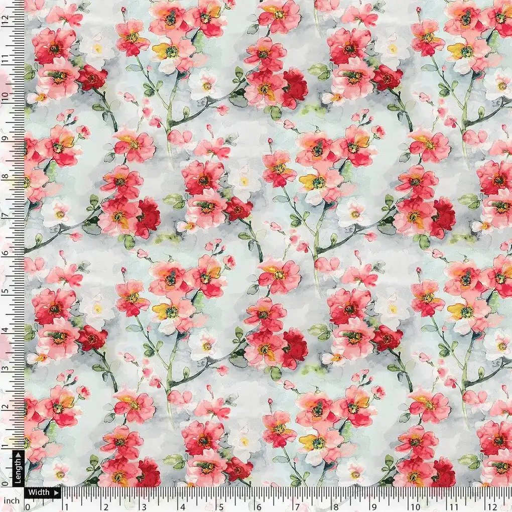 Watercolour Buttercup Flower Digital Printed Fabric - Cotton - Image 4
