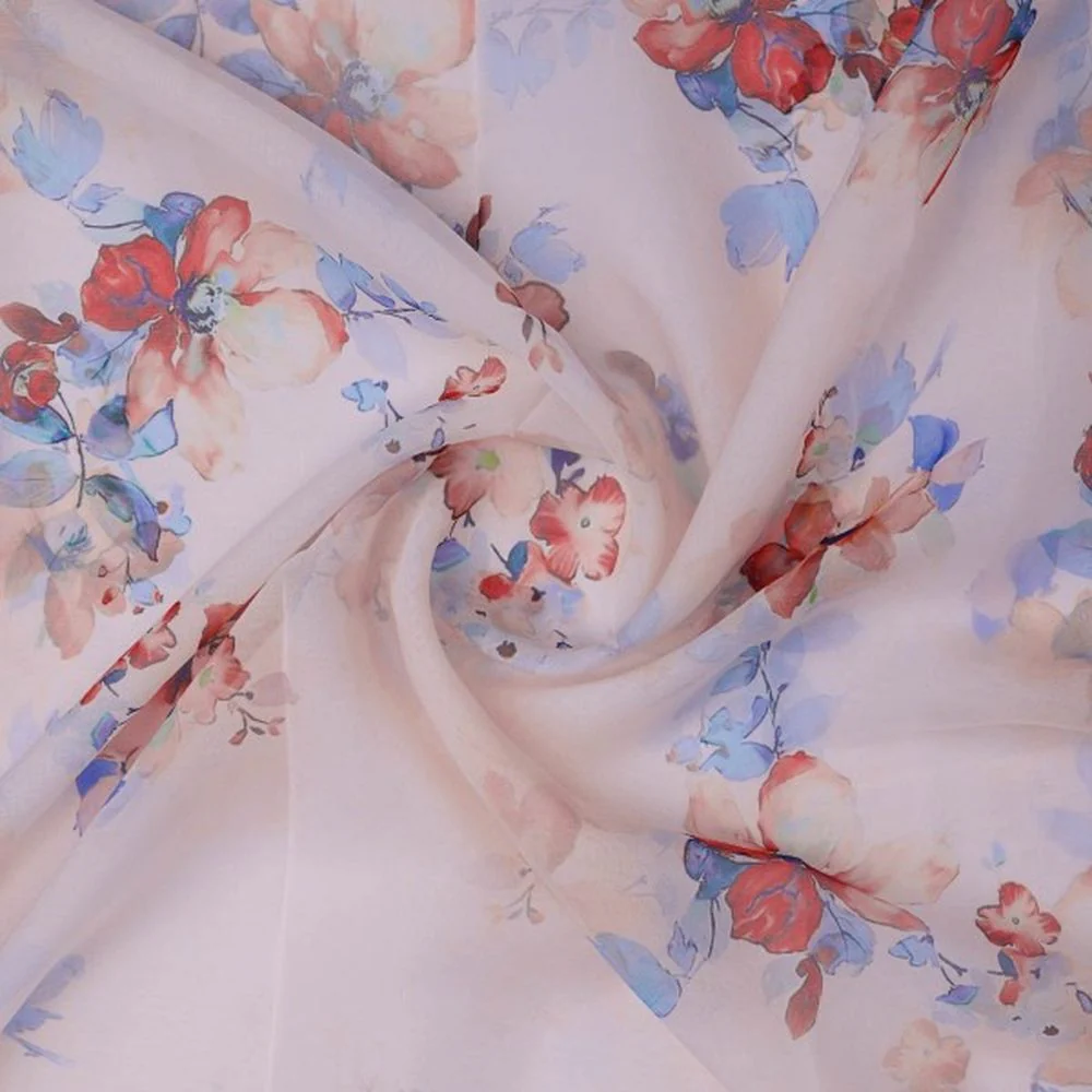 Watercolour Floral Bloom Organza Fabric for Dresses - Image 3