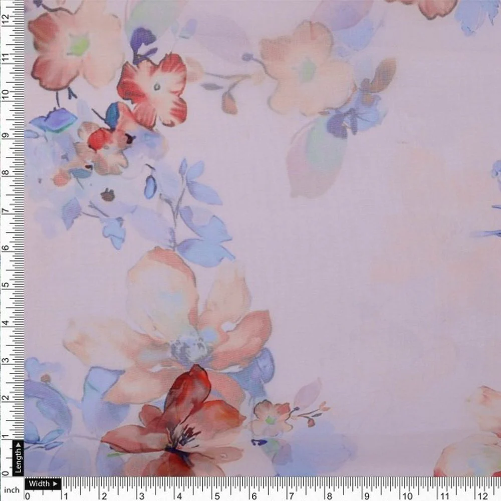 Watercolour Floral Bloom Organza Fabric for Dresses - Image 4