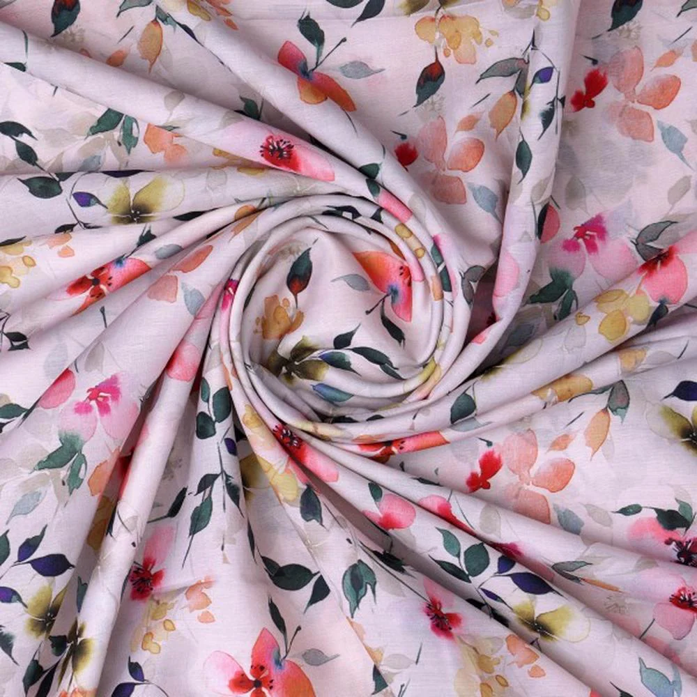 Watercolour Floral Blossom Muslin Fabric for Dresses - Image 3