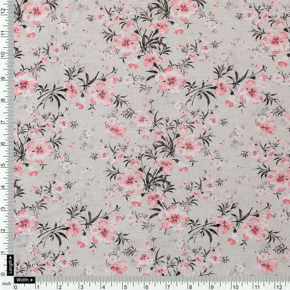 Watercolour Iris Flower With Green Leaves Digital Printed Fabric - Pure Cotton - Image 4