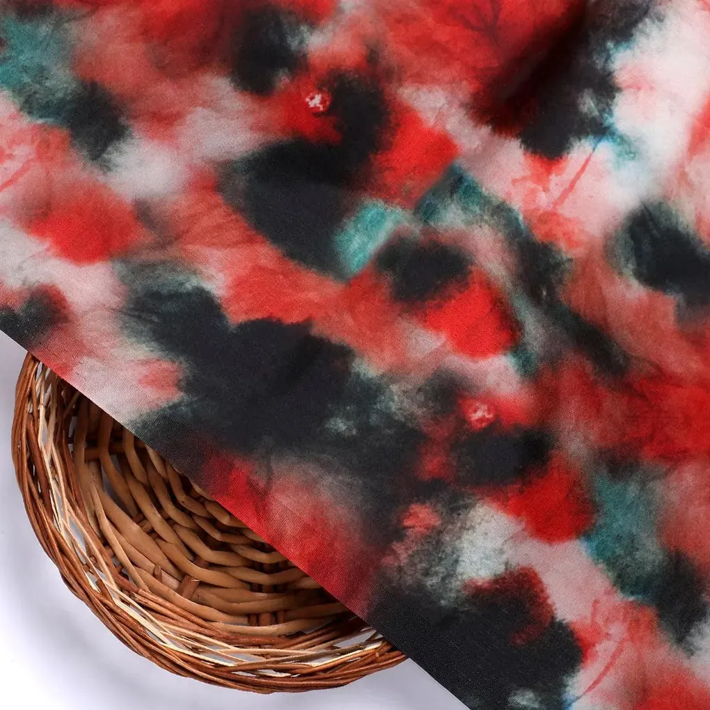 Watercolour Mapal Leafs Flower Digital Printed Fabric - Japan Satin - Image 2