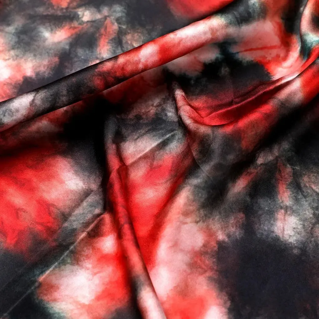 Watercolour Mapal Leafs Flower Digital Printed Fabric - Japan Satin - Image 3