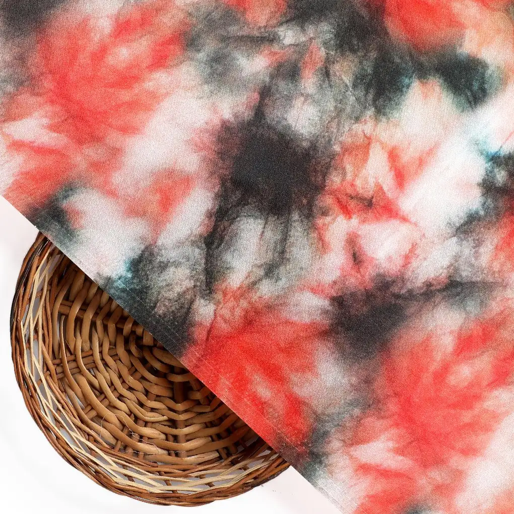 Watercolour Mapal Leafs Flower Digital Printed Fabric - Crepe - Image 2