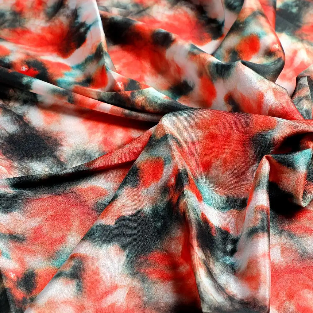 Watercolour Mapal Leafs Flower Digital Printed Fabric - Crepe - Image 3