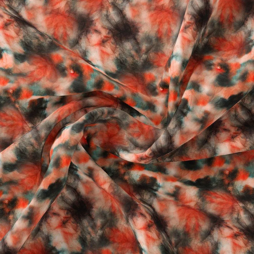 Watercolour Maple Leaves Flower Digital Printed Fabric - Image 3