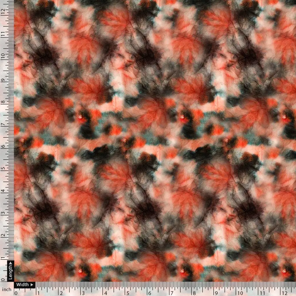Watercolour Maple Leaves Flower Digital Printed Fabric - Image 4