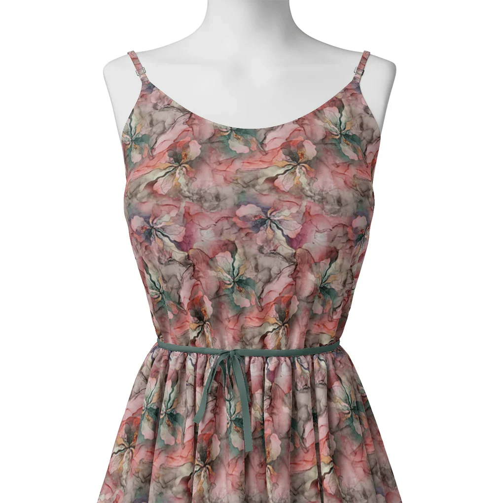 Watercolour Marigold Flower Digital Printed Fabric - Image 2