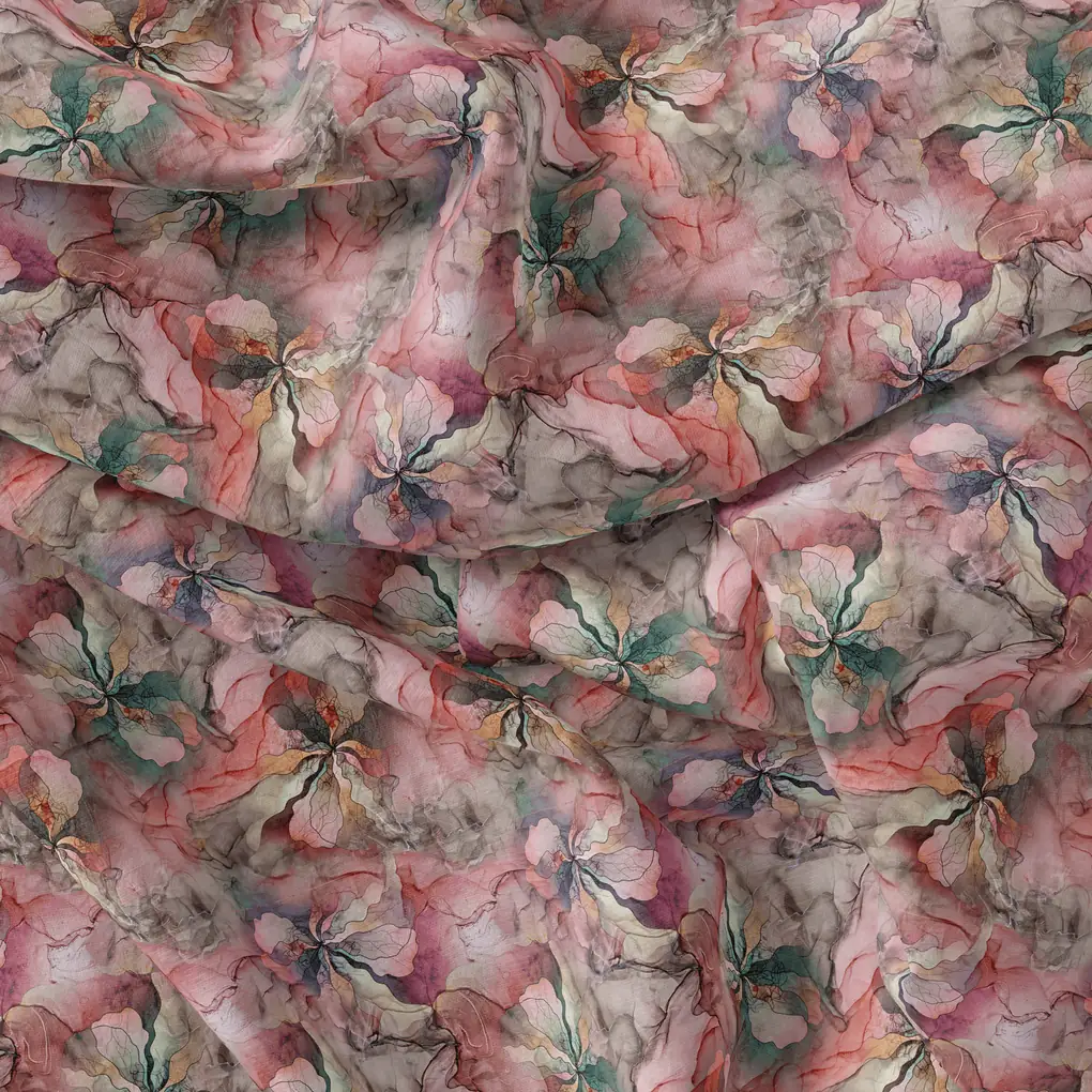 Watercolour Marigold Flower Digital Printed Fabric - Image 4