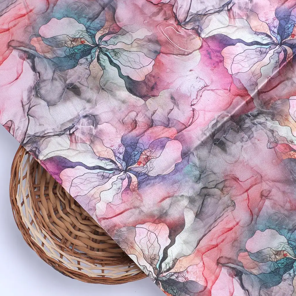 Watercolour Marigold Flower Digital Printed Fabric - Japan Satin - Image 2