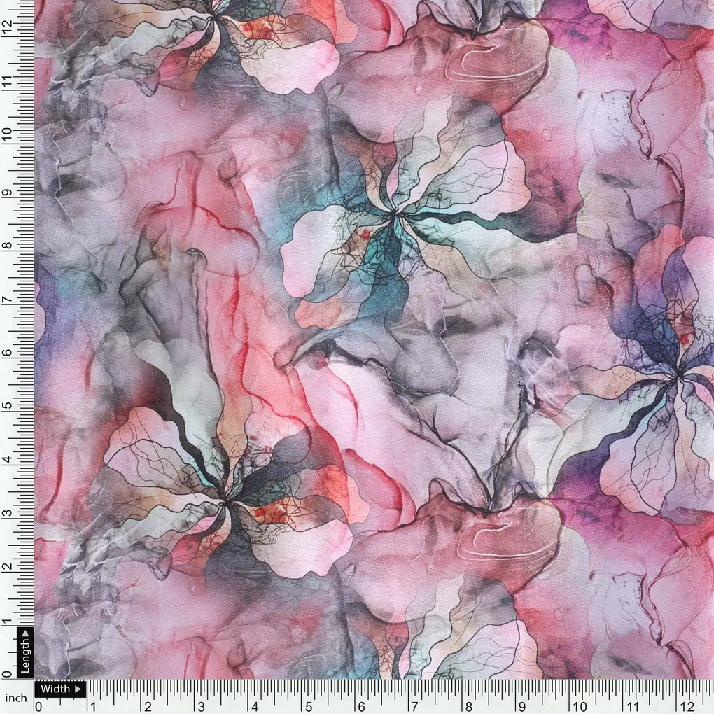 Watercolour Marigold Flower Digital Printed Fabric - Japan Satin - Image 4