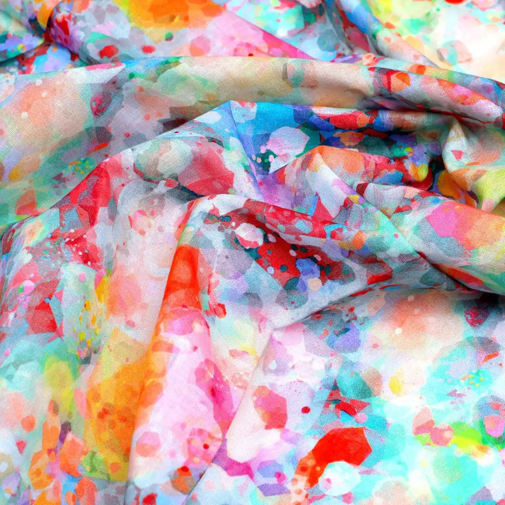 Watercolour Paint Art Of Doted Digital Printed Fabric - Pure Cotton - Image 3