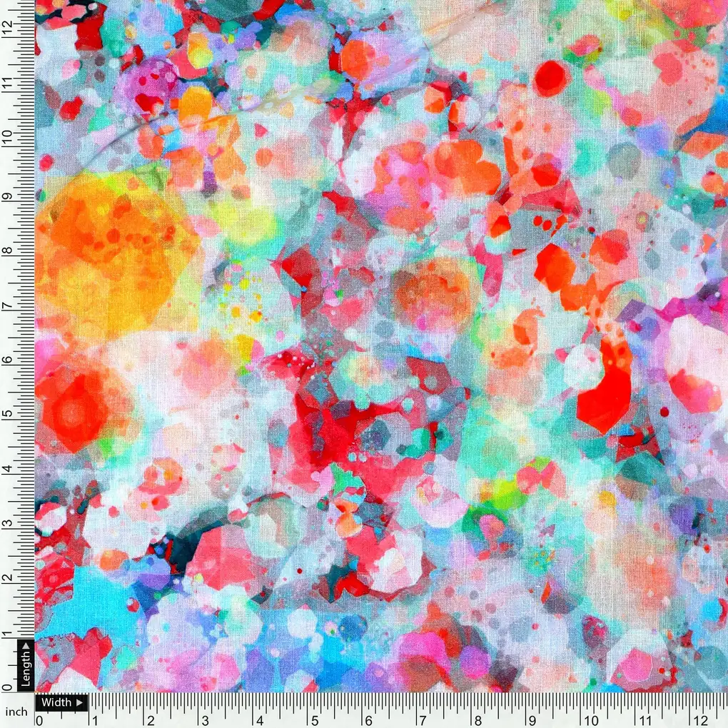 Watercolour Paint Art Of Doted Digital Printed Fabric - Pure Cotton - Image 4