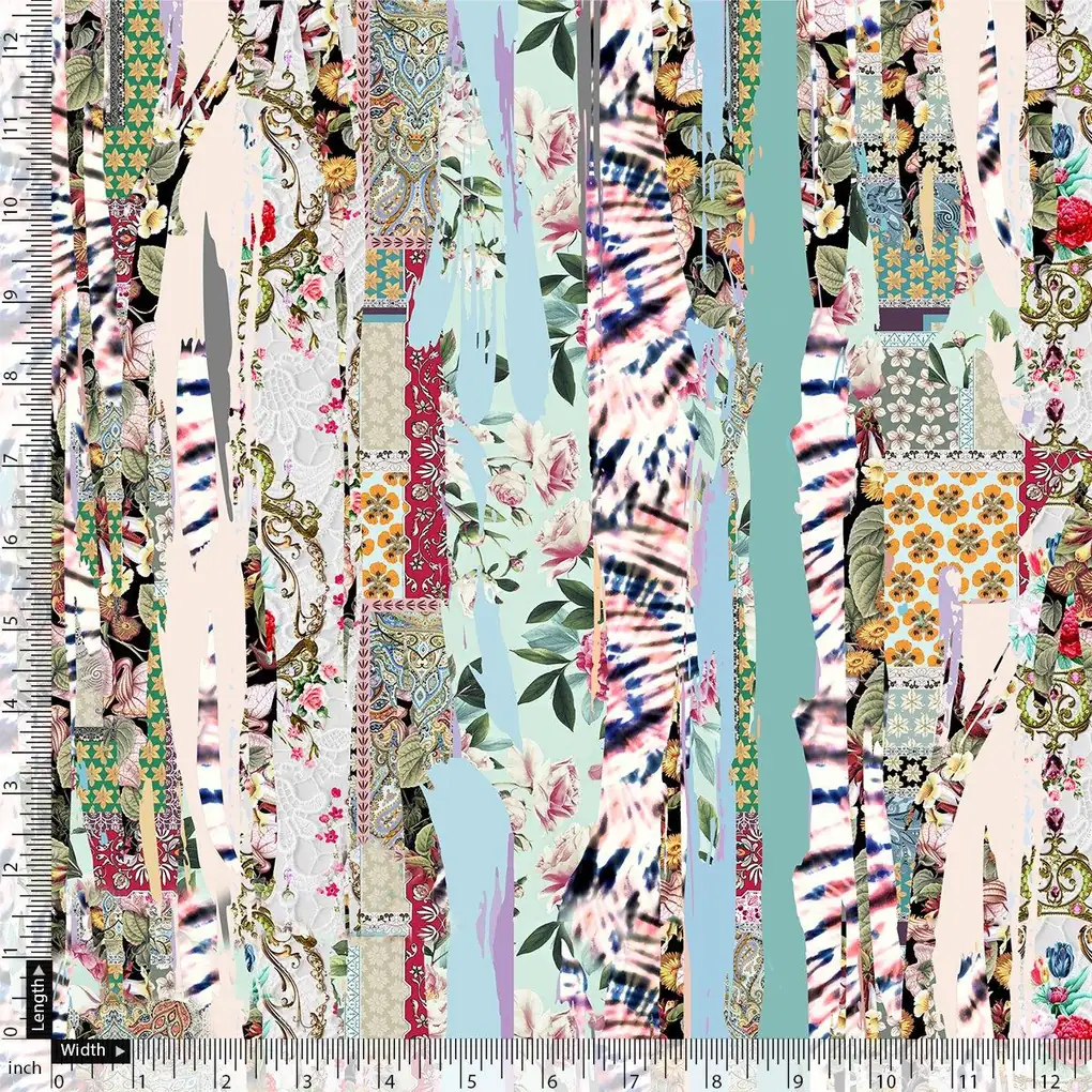 Watercolour Paint Art With Pattern Digital Printed Fabric - Image 4