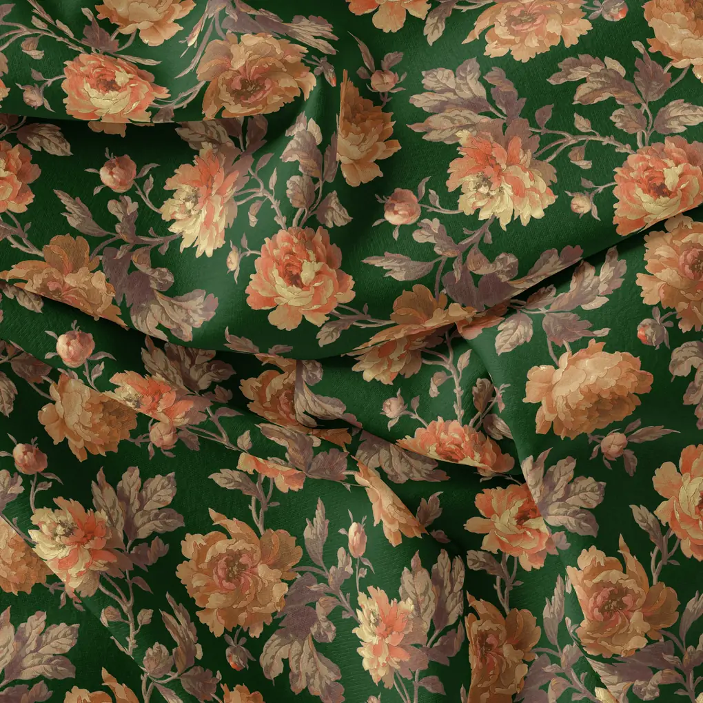 Watercolour Paper Art Roses With Gray Leaves Digital Printed Fabric - Image 4