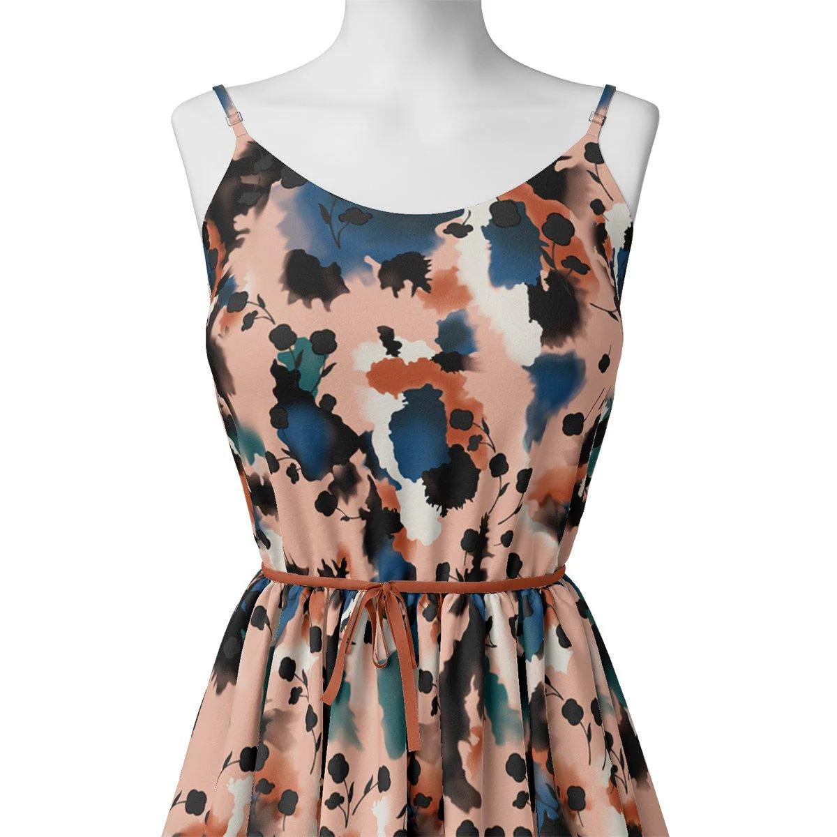 Watercolour Spot With Flower Digital Printed Fabric - Japan Satin - Image 2