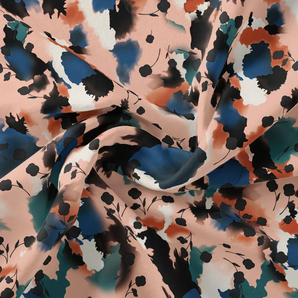 Watercolour Spot With Flower Digital Printed Fabric - Weightless - Image 3