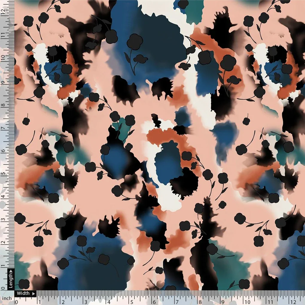 Watercolour Spot With Flower Digital Printed Fabric - Weightless - Image 4