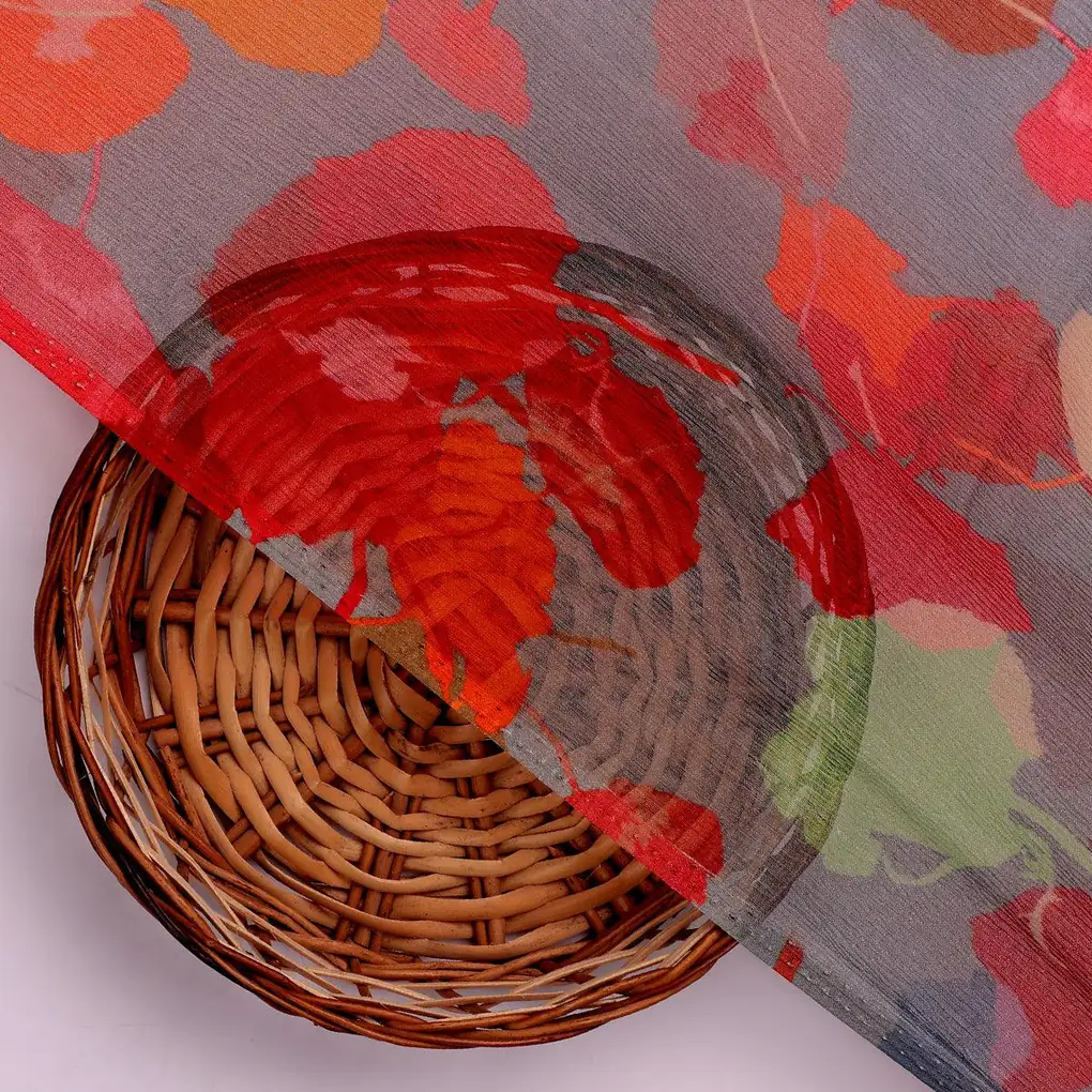 Watercolour Spotted Random Multicolour Flower Digital Printed Fabric - Pure Chiffon - Image 2