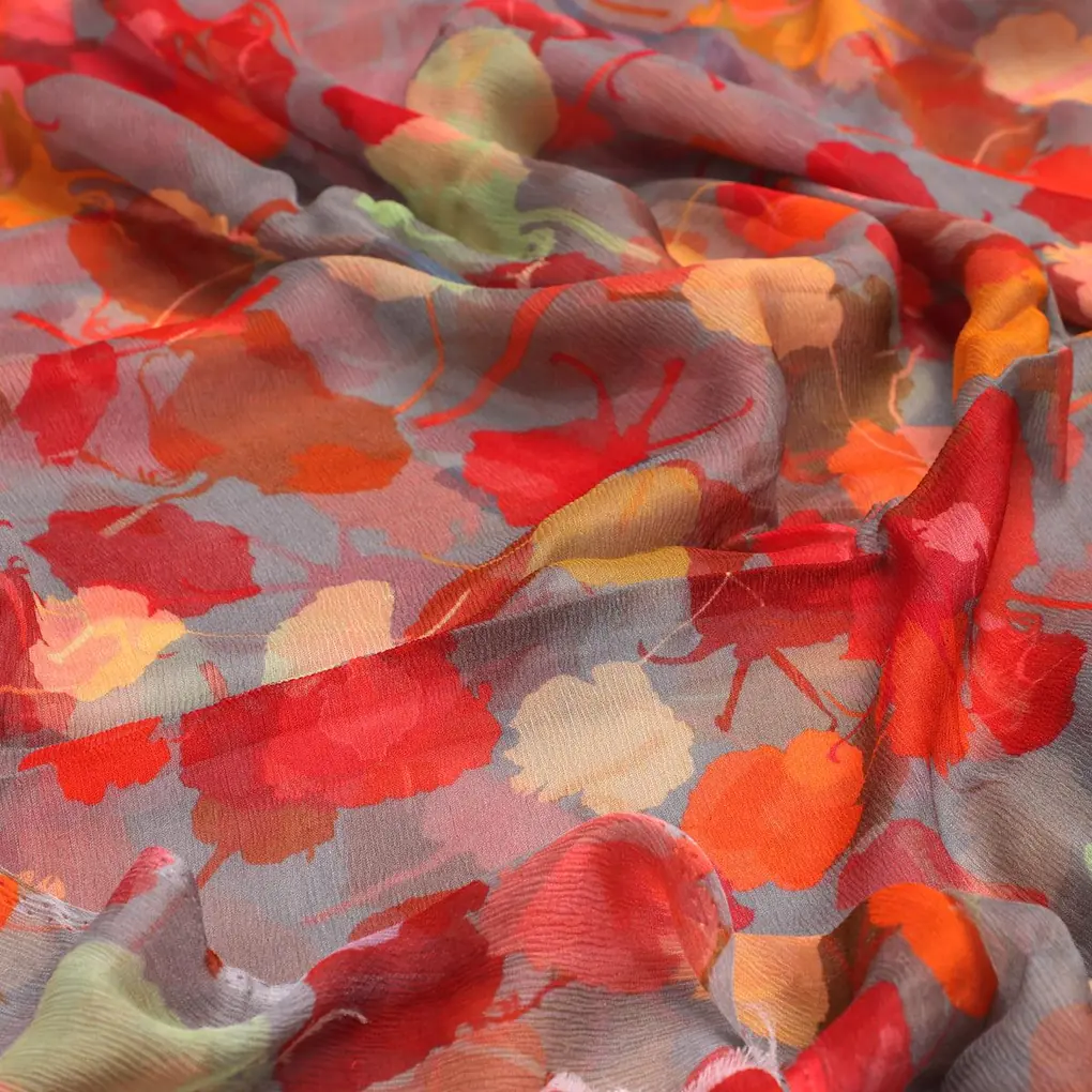 Watercolour Spotted Random Multicolour Flower Digital Printed Fabric - Pure Chiffon - Image 3