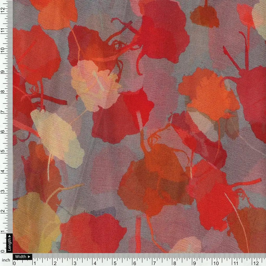 Watercolour Spotted Random Multicolour Flower Digital Printed Fabric - Pure Chiffon - Image 4