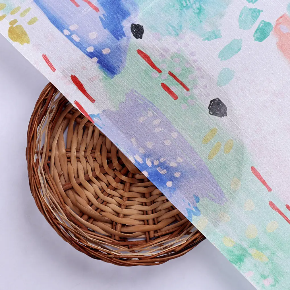 Watercolour Strokes Abstract Chinon Fabric for Dresses - Image 2