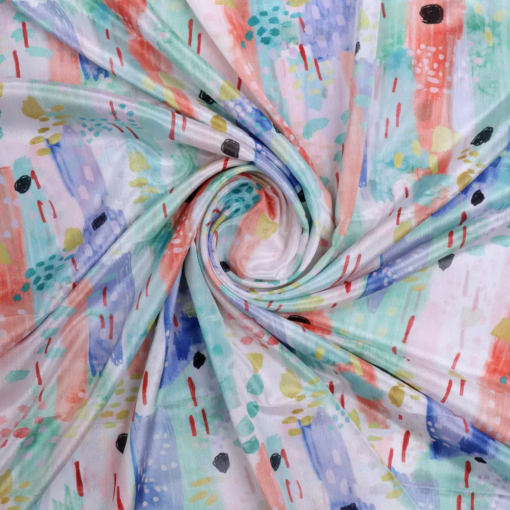Watercolour Strokes Abstract Chinon Fabric for Dresses - Image 3
