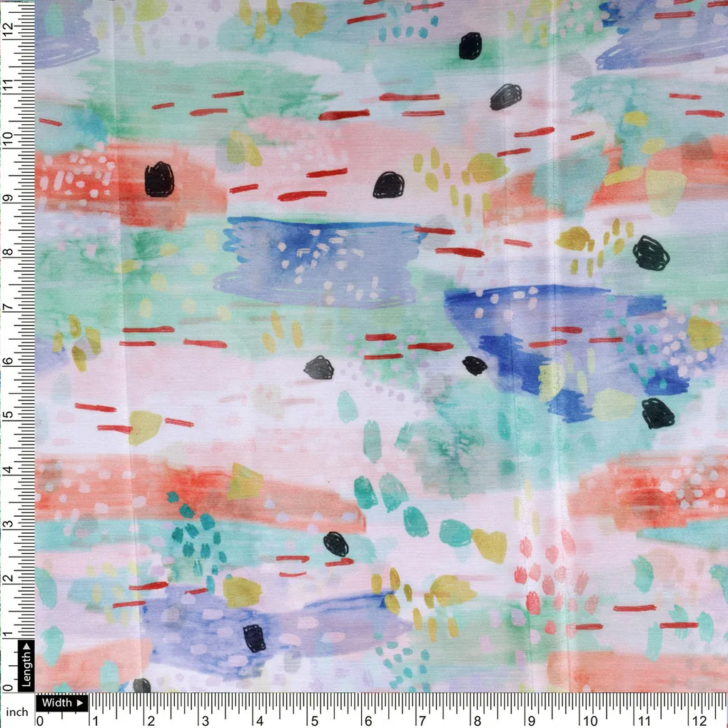 Watercolour Strokes Abstract Chinon Fabric for Dresses - Image 4