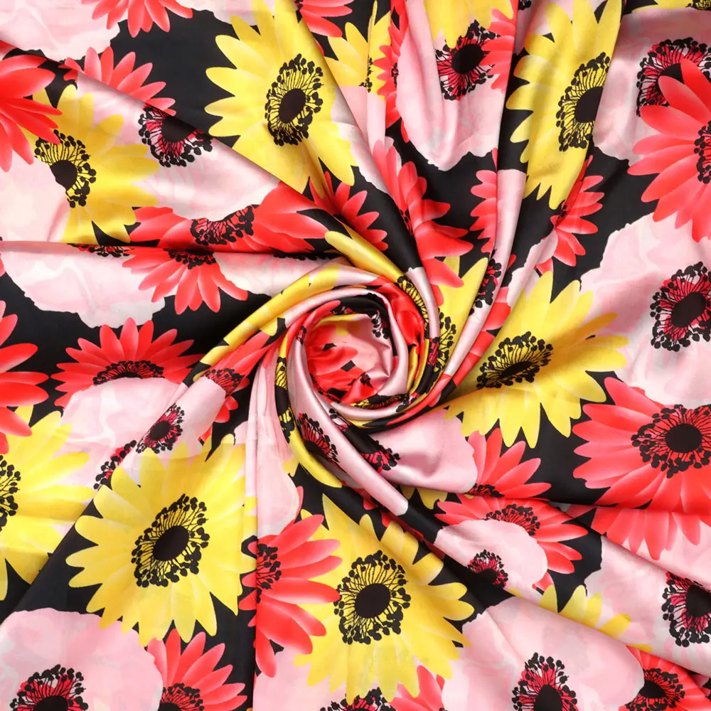 Watercolour Sunflower Digital Printed Fabric - Japan Satin - Image 2