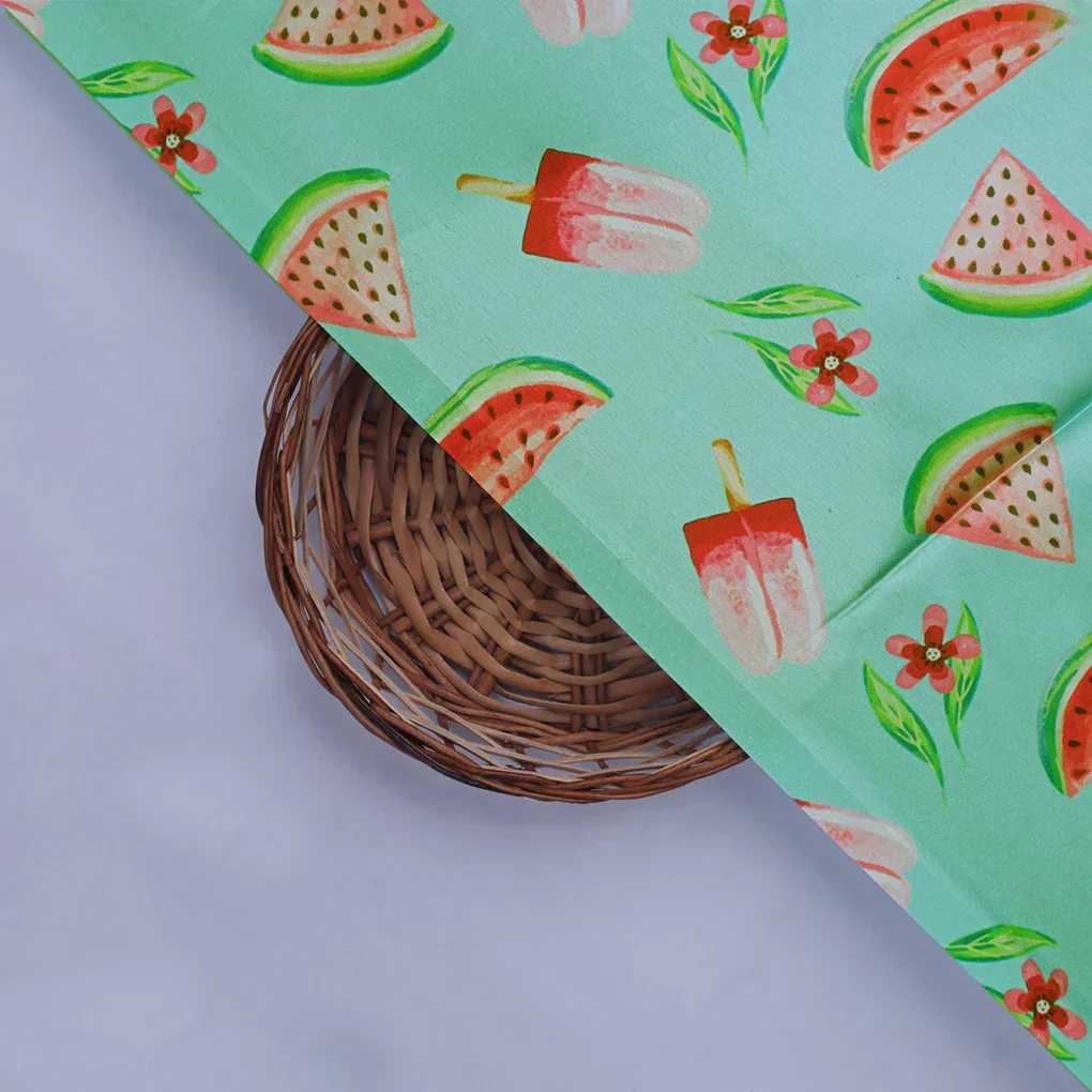 Watermelon and Popsicle Printed Satin Fabric - Image 3