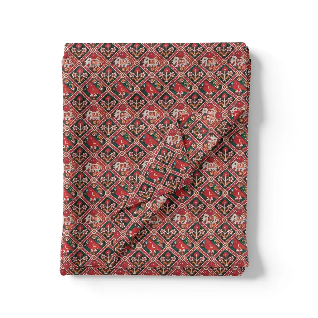 Wedding Patola Design Digital Printed Fabric - Image 3