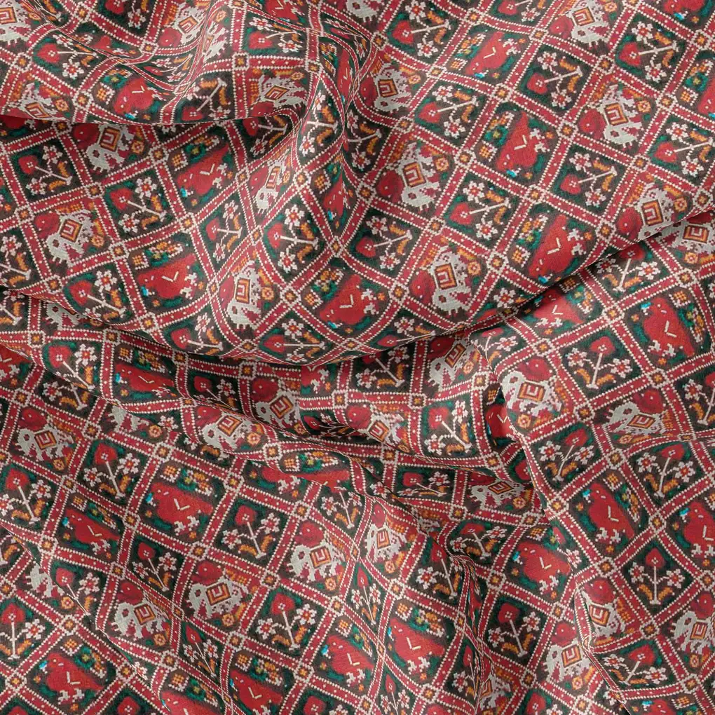 Wedding Patola Design Digital Printed Fabric - Image 4