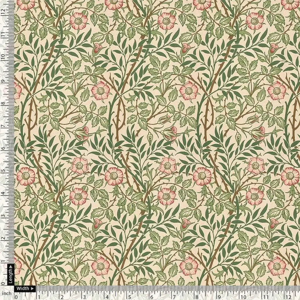 Western Flowers Small Leaves Digital Printed Fabric - Image 4