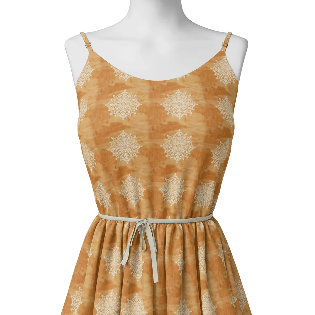 Golden Aborignal Pure Georgette Printed Fabric Material - Image 2
