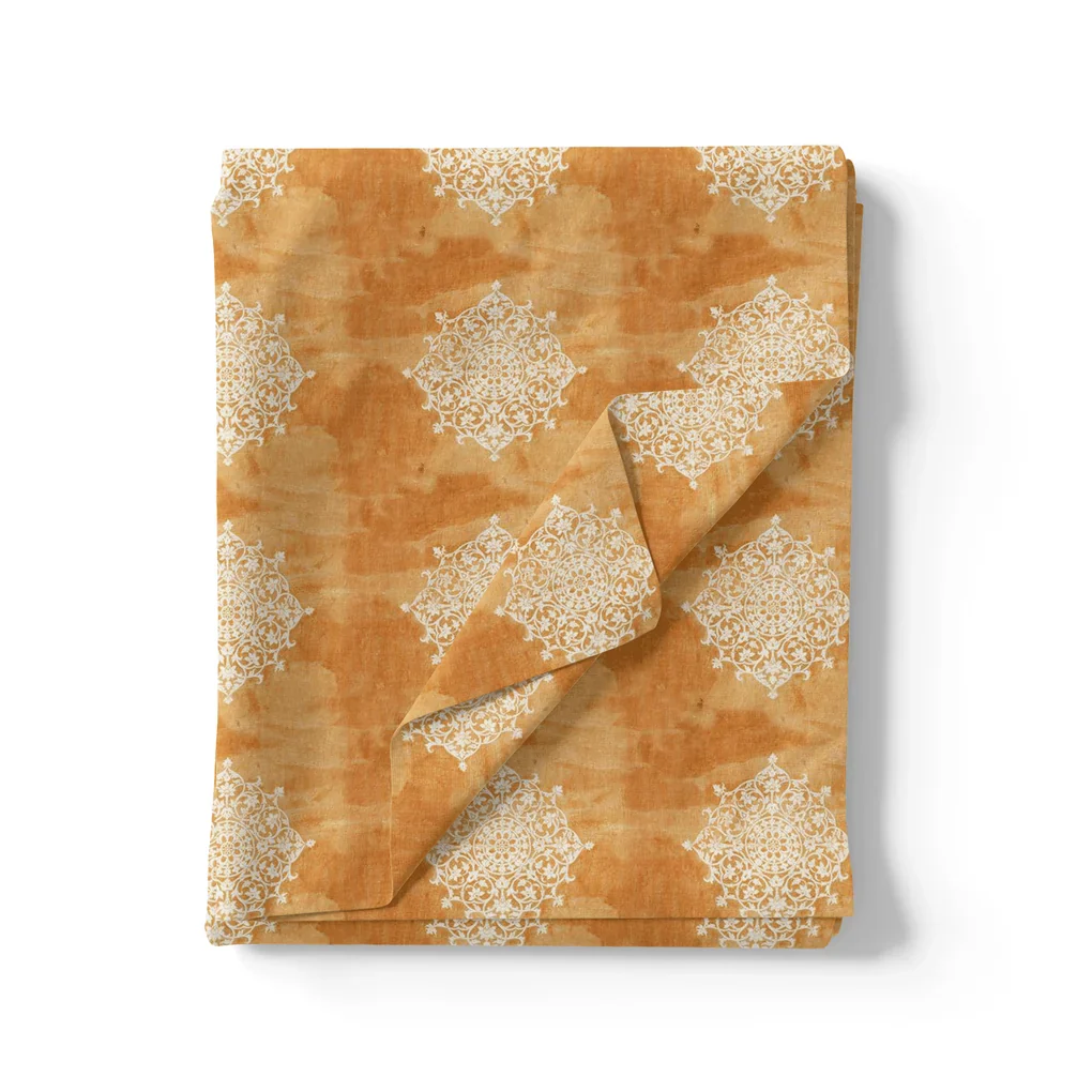 Golden Aborignal Pure Georgette Printed Fabric Material - Image 3