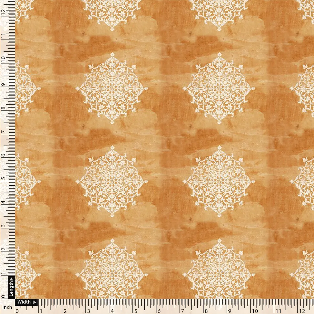 Golden Aborignal Pure Georgette Printed Fabric Material - Image 5