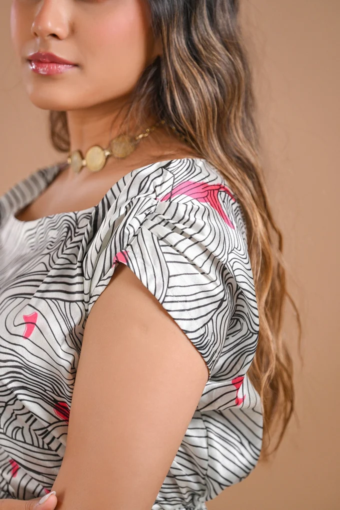 White Abstract Printed Midi Dress - Image 3
