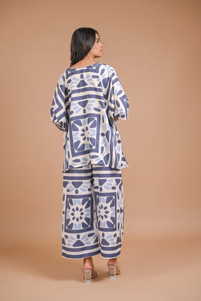 White and Blue Printed Co-ords - Image 3