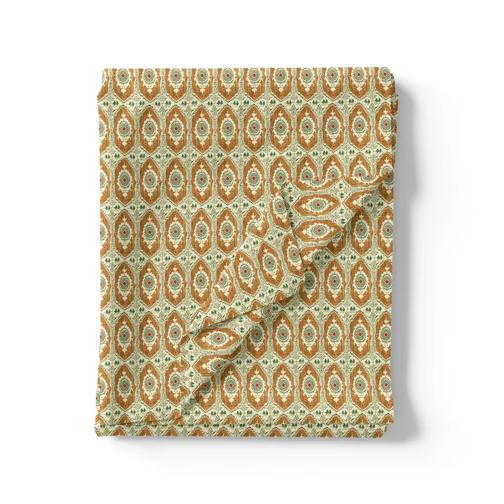 Juniper Green Geometric Pure Georgette Printed Fabric Material - Image 3