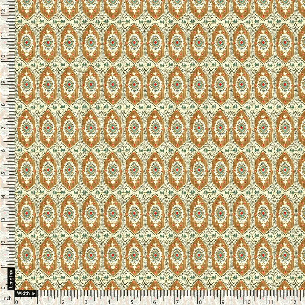 Juniper Green Geometric Pure Georgette Printed Fabric Material - Image 5