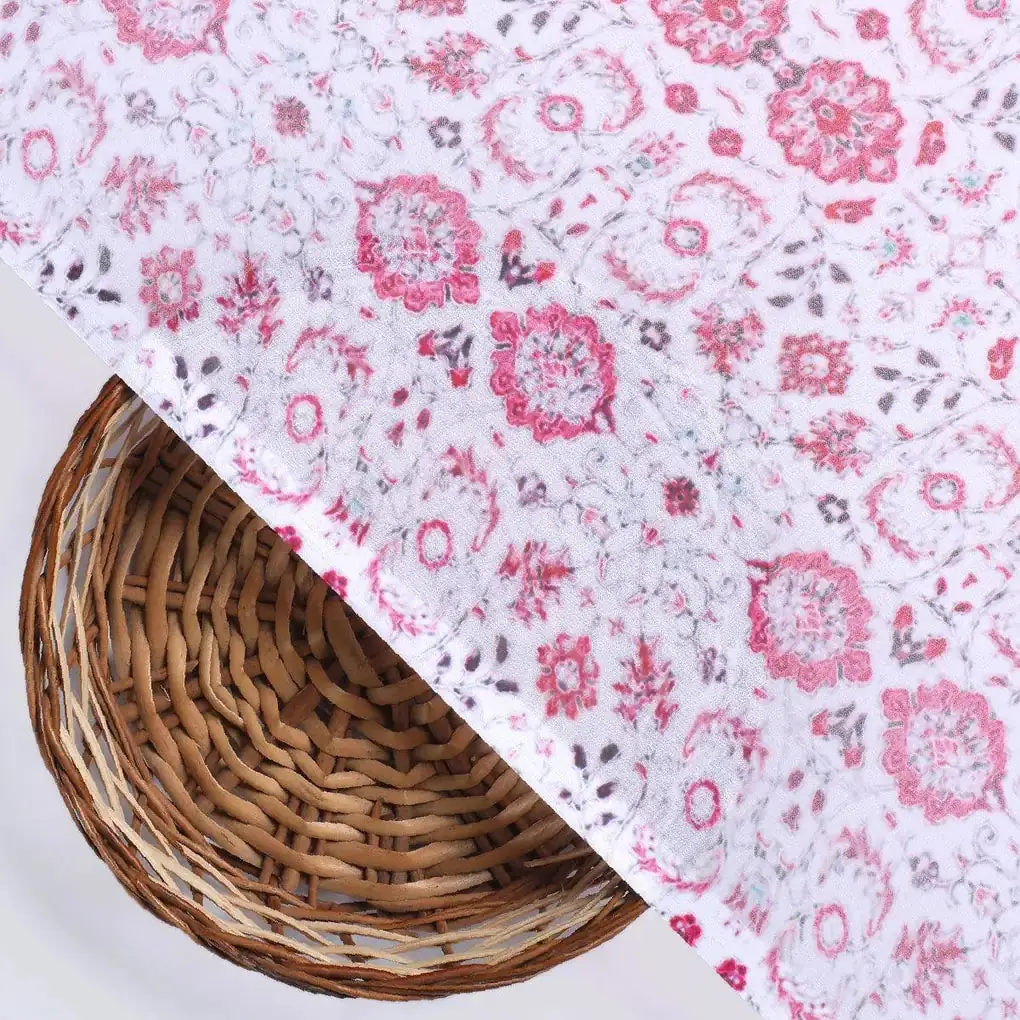 White Damask Weightless Printed Fabric - Image 2
