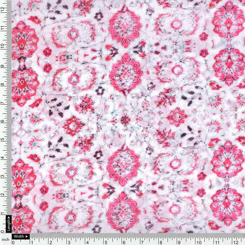 White Damask Weightless Printed Fabric - Image 4