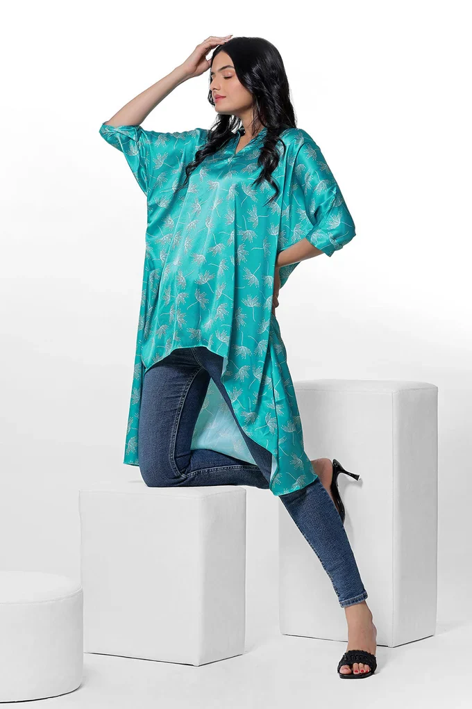 White Floating Floral Print Kaftan - Image 2