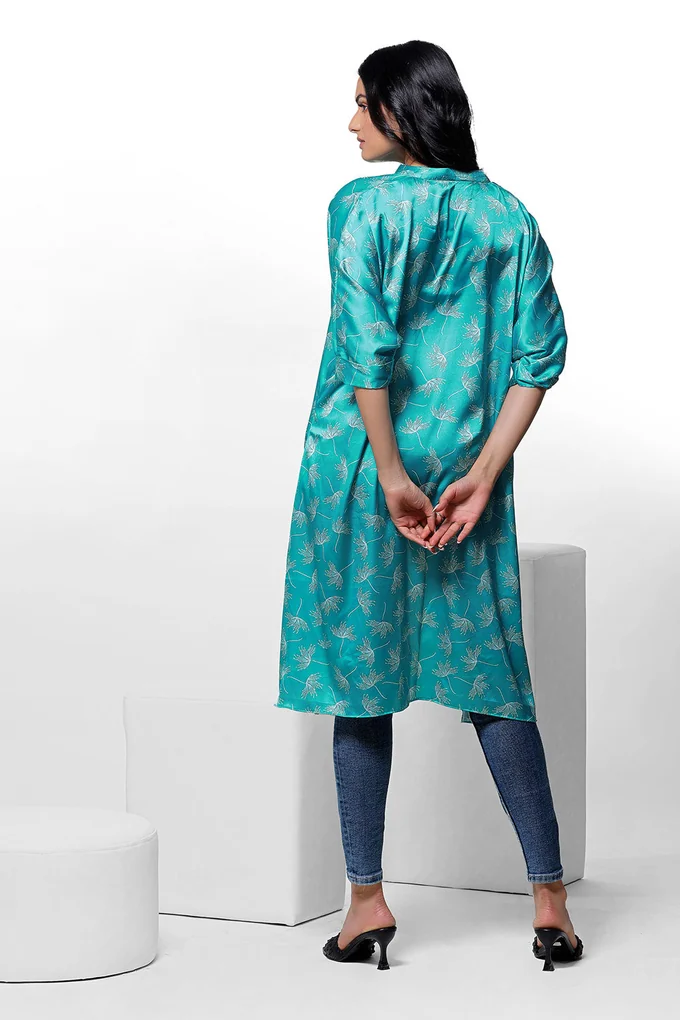 White Floating Floral Print Kaftan - Image 3
