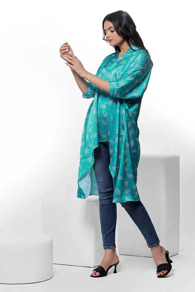 White Floating Floral Print Kaftan - Image 4